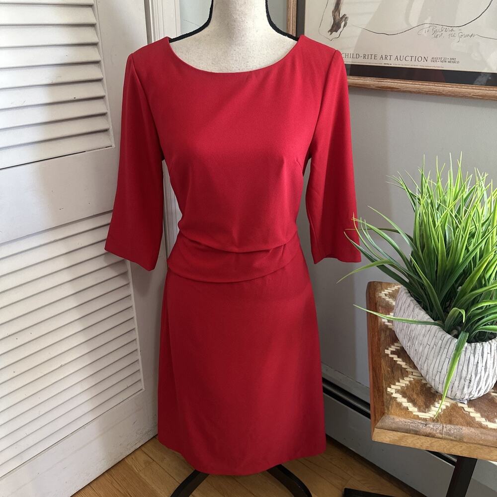 Vintage J Peterman Dress Womens 6 Red Midi Retro 90s Minimalist Preppy Chic